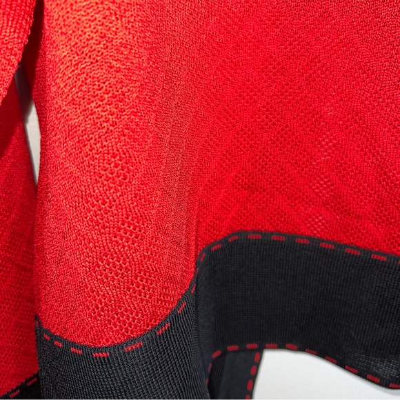 Ming Wang Open Front Jacket-Red Black Textured Fabric-Size Small - Picture 8 of 8